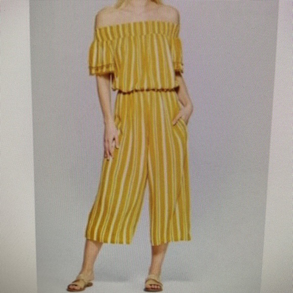 Xhilaration Pants - Xhilaration jumpsuit NWT large gold metal/off white